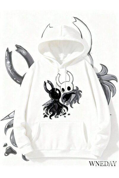 bellanova Unisex White Oversize Hooded Sweatshirt with Kangaroo Pocket, 3 Thr...