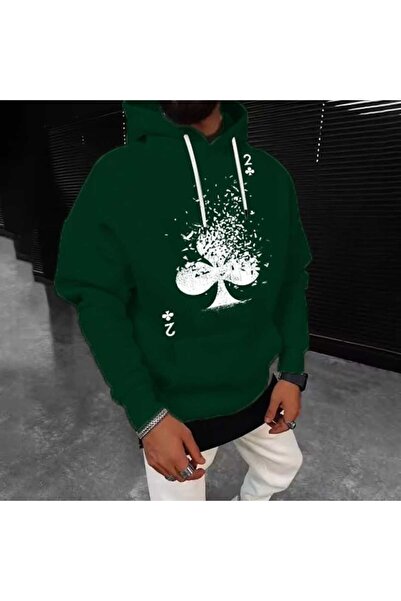 ZEMLİYA Modexa Unisex Hoody Green Relaxed Fit Hooded Kangaroo Pocket Thick Sw...