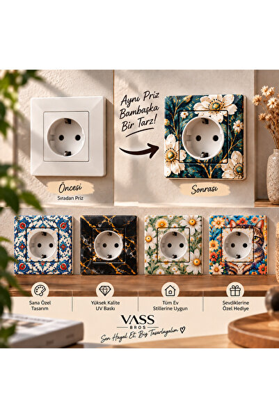 Vass Bros Kişiye Özel Dekoratif Elektrik Anahtarı, Priz ve Kapı Zili – Fotoğraf, İsim ve Özel Tasarım