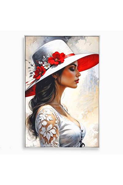Luxcanva Tablou Canvas Profil de Epoca 100x150 cm cu Rama Argintiu Profil de ...