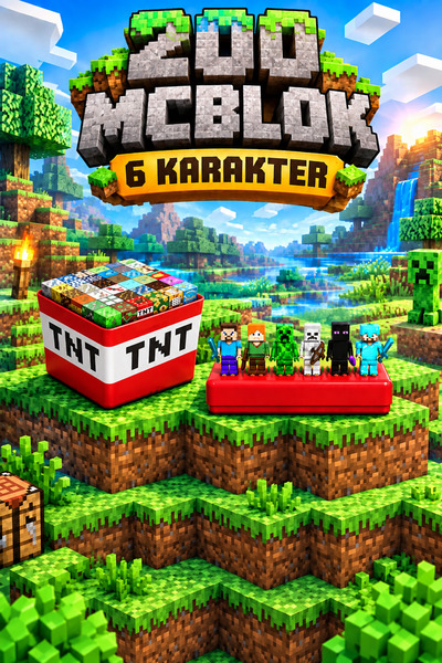 McBlok THT Kutulu 200 Adet Minecraft Manyetik Blok +6 Karakter Hediye