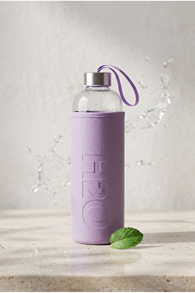 Tohana H2O Sağlıklı Cam Matara 1000 Ml Su Şişesi, Deri Kılıflı 1 Lt Sporcu Su...