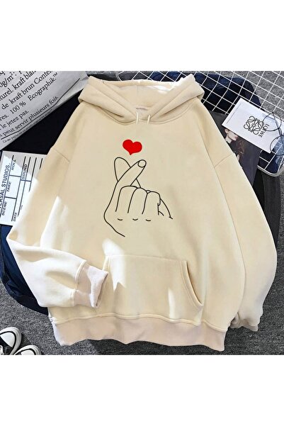 classy moda Unisex Beige Streetwear Oversize Hooded Casual Cotton Sweatshirt ...