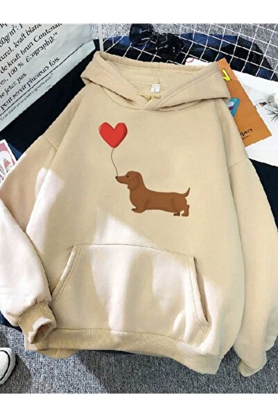 classy moda Unisex Beige Relaxed Fit Hooded Kangaroo Pocket Thick Sweatshirt