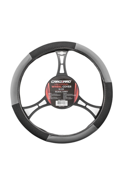 CarGuard Set Huse Urma de Cauciuc, Husa Volan Negru-Gri 38 cm, Covorase PVC Negre Ajustabile