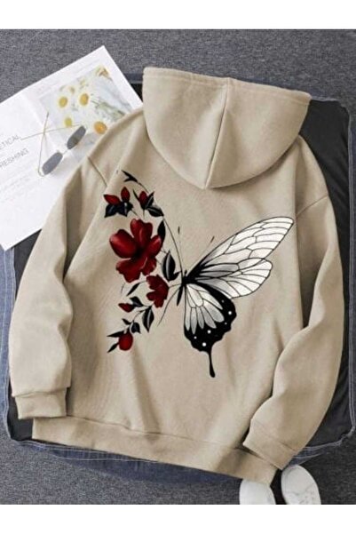 classy moda Unisex Beige Kangaroo Pocket Thick Fabric Oversize Hooded Sweatsh...
