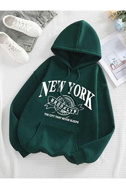 classy moda Unisex Green Low Shoulder Oversize Hooded Casual Sweatshirt with ...
