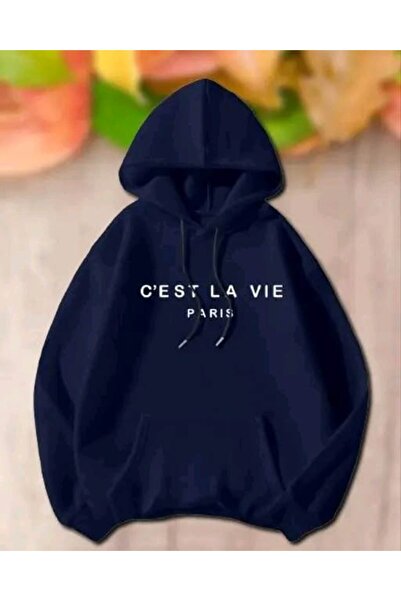 classy moda Unisex Navy Blue Oversize Hooded Sweatshirt with Kangaroo Pocket,...