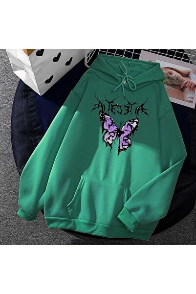 classy moda Unisex Πράσινο Streetwear Oversize Φούτερ με κουκούλα και τσέπες,...