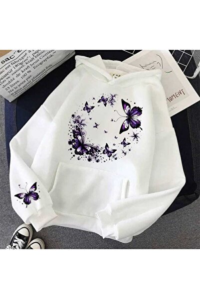 classy moda Unisex White Hooded Oversize Sweatshirt Comfortable Fit Cotton wi...