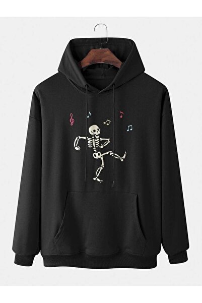 ZEMLİYA Modexa Unisex Hoody Black Oversize Hooded Sweatshirt with Kangaroo Po...