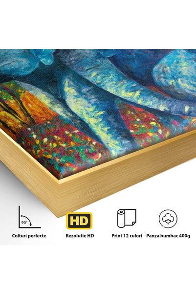 Luxcanva Tablou Canvas Povesti din Jungla 70x70 cm cu Rama Auriu Povesti din ...