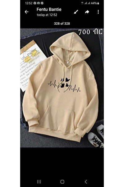 ZEMLİYA Modexa Unisex Hoody Beige Kangaroo Pocket Thick Fabric Oversize Hoode...
