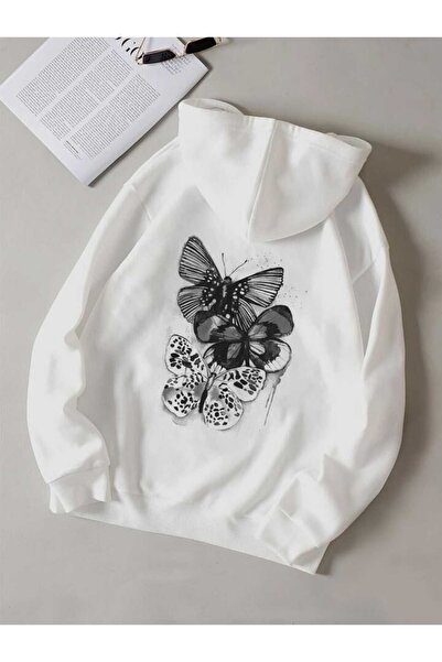 bellanova Unisex White Hooded Oversize Sweatshirt Comfortable Fit Cotton with...