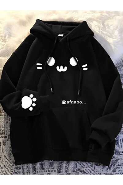 bellanova Unisex Black Casual Cut Hooded Sweatshirt with Inner Pockets, Warm ...