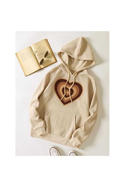 classy moda Unisex Beige Hooded Oversize Sweatshirt Comfortable Fit Cotton wi...
