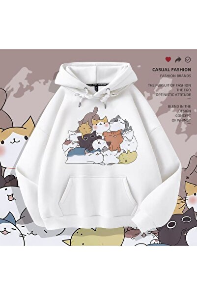 classy moda Unisex White Off-Shoulder Oversize Hooded Casual Sweatshirt with ...
