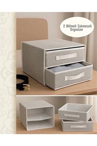 EVEN’s Çekmeceli Dolap İçi Kumaş Organizer Kutusu Çizgili Giysi Ve Kıyafet Dü...