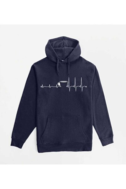 classy moda Unisex Navy Blue Kangaroo Pocket Thick Fabric Oversize Hooded Swe...