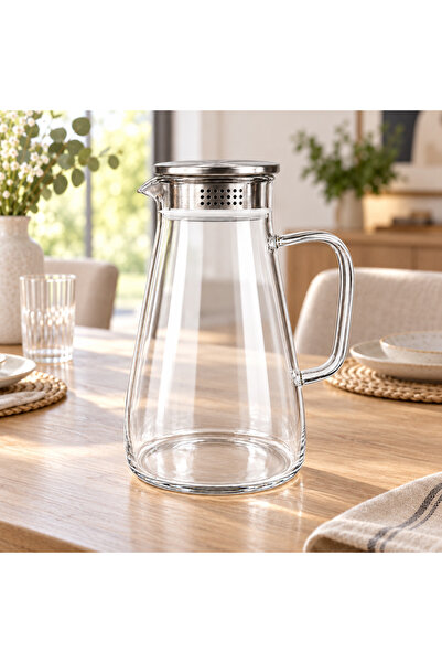 Metal Kapaklı Cam Sürahi 1600 ml