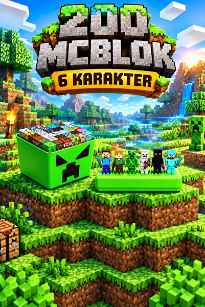 McBlok Creeper Kutulu 200 Adet Minecraft Manyetik Blok +6 Karakter Hediye