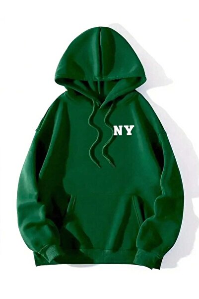 classy moda Unisex Green Low Shoulder Oversize Hooded Casual Sweatshirt with ...