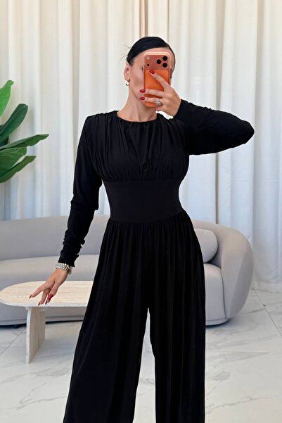 OKSOCOLLECTİON Geniş Kemer Detaylı Şalvar Tulum
