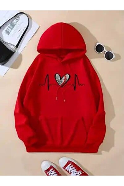 classy moda Unisex Κόκκινο Φούτερ με κουκούλα και τσέπη καγκουρό, χωρίς ώμους...