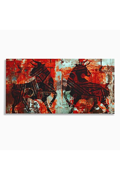 Luxcanva Tablou Canvas Bull Market 100x50 cm pe Sasiu Lemn Bull Market Bull D...