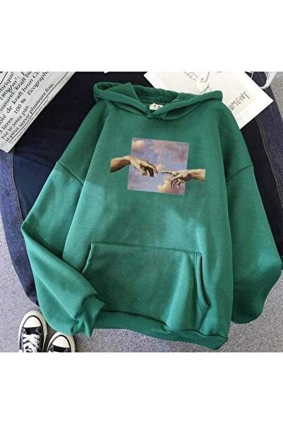 classy moda Unisex Green Hooded Oversize Sweatshirt Comfortable Fit Cotton wi...