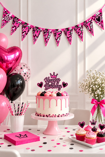 GREATOY Manifest Themed Pennant Set |   Birthday Party Decoration |   Pink Bl...