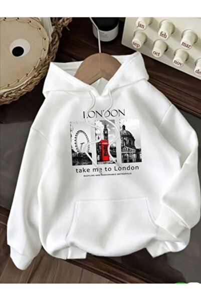 valeriae Unisex White Hooded Oversize Sweatshirt Comfortable Fit Cotton with ...