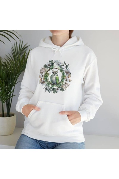 bellanova Unisex White Oversize Hooded Sweatshirt with Kangaroo Pocket, 3 Thr...