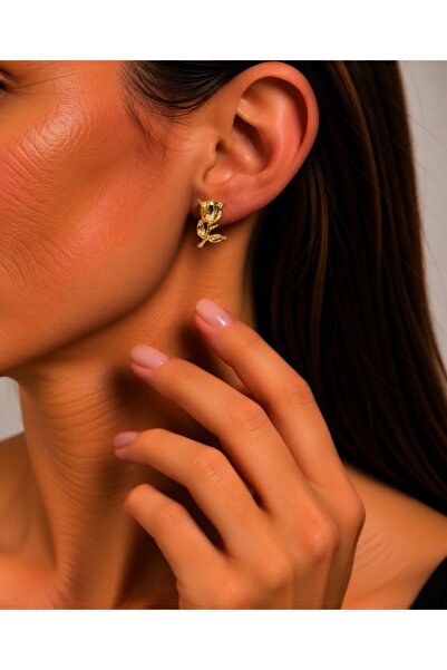 Ellaa Aksesuar Gül Model 14K VİP Küpe