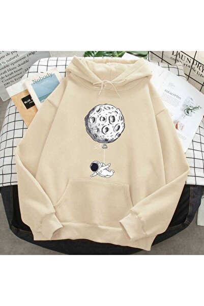 ZEMLİYA Modexa Unisex Hoody Beige Hooded Oversize Sweatshirt Comfortable Fit ...