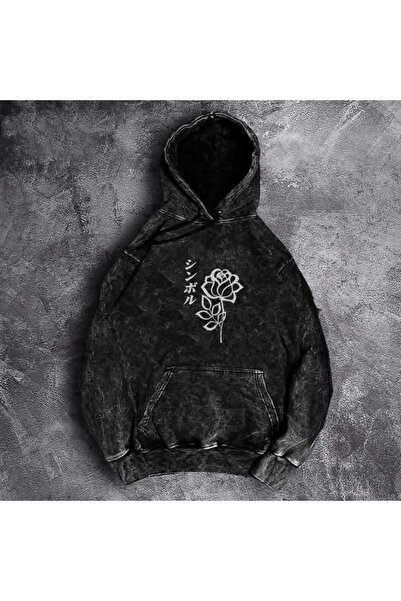 bellanova Unisex Anthracite Vintage Effect Washed 3 Thread Hooded Sweatshirt ...