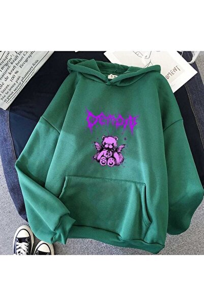 ZEMLİYA Modexa Unisex Hoody Green Streetwear Oversize Hooded Casual Cotton Sw...