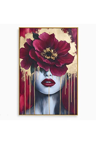 Luxcanva Tablou Canvas Chipul Ascuns 50x70 cm cu Rama Auriu Chipul Ascuns Tim...