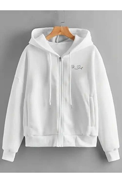 bellanova Unisex White Oversize Hooded Sweatshirt with Kangaroo Pocket, 3 Thr...