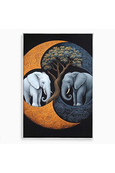 Luxcanva Tablou Canvas Sub Copacul Vietii 70x100 cm cu Rama Argintiu Sub Copa...