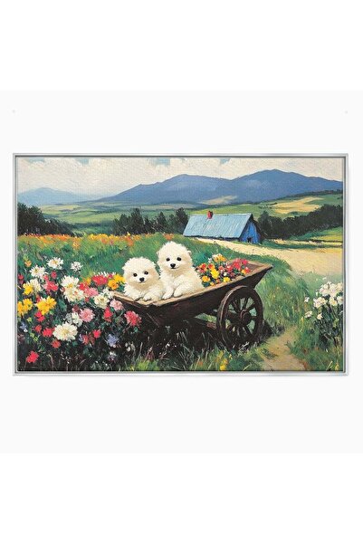 Luxcanva Tablou Canvas Primavara pe Roti 120x80 cm cu Rama Argintiu Primavara...