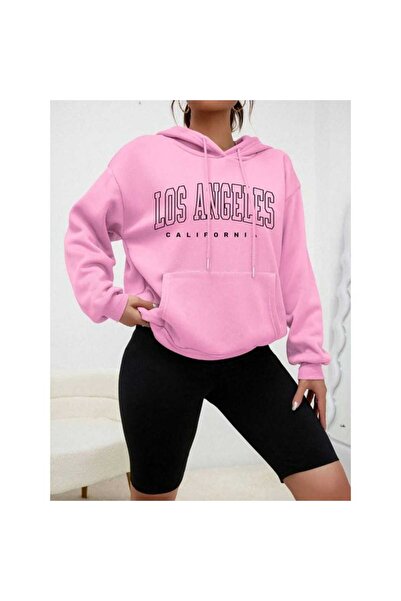 ZEMLİYA Modexa Unisex Hoody Pink Relaxed Fit Hooded Kangaroo Pocket Thick Swe...