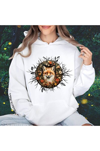 bellanova Unisex White 3 Thread Raster Oversize Hooded Sweatshirt Basic Comfo...