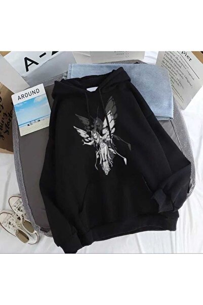 valeriae Unisex Black Kangaroo Pocket Thick Fabric Oversize Hooded Sweatshirt...