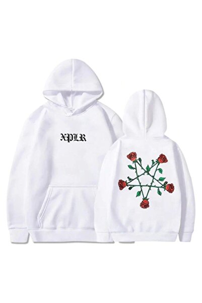 bellanova Unisex White Oversize Hooded Sweatshirt with Kangaroo Pocket, 3 Thr...
