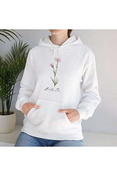 bellanova Unisex White Streetwear Oversize Hooded Casual Cotton Sweatshirt wi...