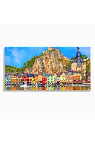 Luxcanva Tablou Canvas Dinant 100x50 cm pe Sasiu Lemn Dinant Orasul Povestilo...
