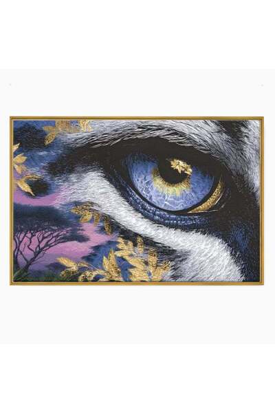 Luxcanva Tablou Canvas Ochiul Savanei 120x80 cm cu Rama Auriu Ochiul Savanei ...