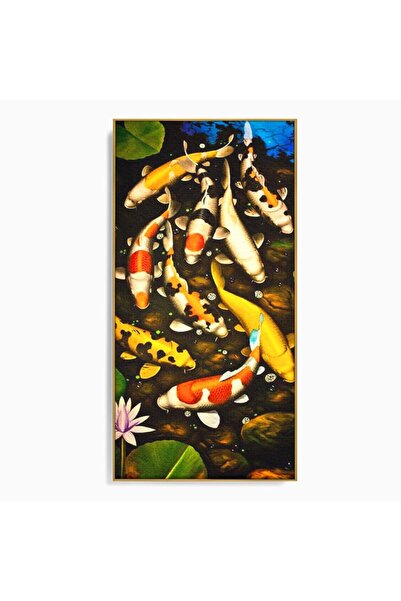 Luxcanva Tablou Canvas Un Iaz Norocos 50x100 cm cu Rama Auriu Un Iaz Norocos ...