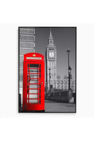 Luxcanva Tablou Canvas Fereastra spre Londra 40x60 cm cu Rama Negru Fereastra...